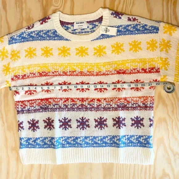 ON Fair Isle Snowflake Sweater rainbow spacedye GIRLS 2X (18) plus NWT - Picture 5 of 8